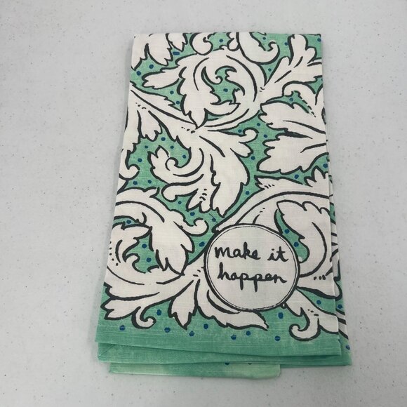 Molly Hatch Notions Cotton Tea Towel Mint Green Scrollwork Dish Towel - Picture 1 of 12
